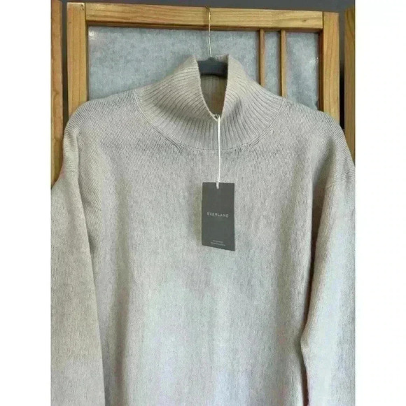 NWT Everlane Women's Beige Wool Blend Stretch Turtleneck Dress Small, Relax Fit - Picture 4 of 12